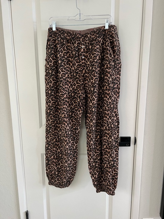 aerie Pants - aerie Cheetah/Leopard-Print Button-Front Lounge Pants - brown & black